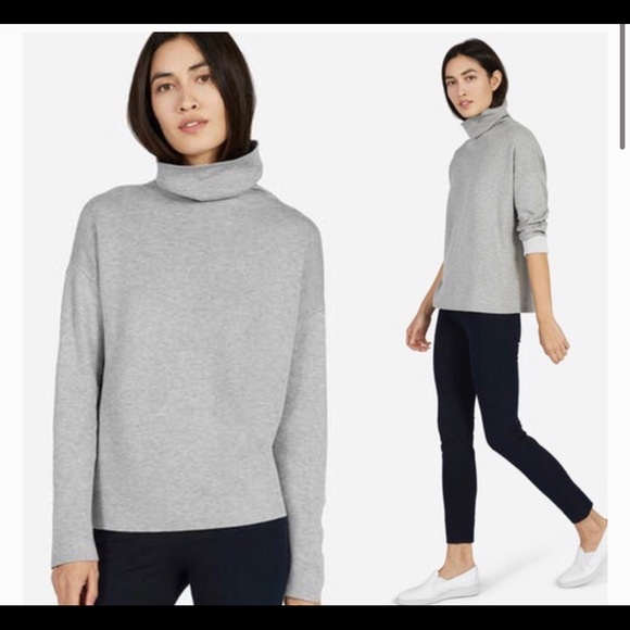 Everlane DoubleKnit Cotton Turtleneck Sweater Navy Black oversized fit xsmall - Picture 2 of 2